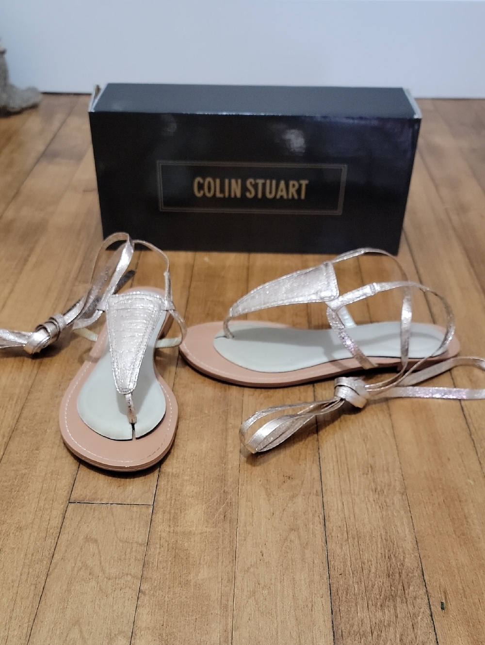Vtg Victorias Secret Colin Stuart Champange Ankle Wrap Gladiator Sandals Sz 6.5